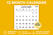 2028 Large Number MON-SUN Calendar, a Stationery Template by Running With Foxes (Thumbnail 1 of 5)