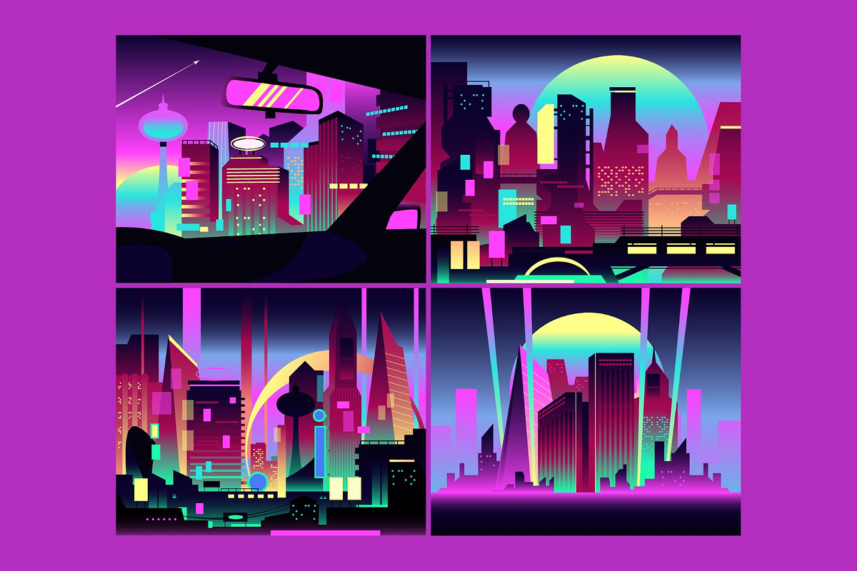 Cyberpunk City Asset Illustration, an Object Illustration by graphicook (Photo 2 of 3)