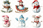 Christmas Snowman Clipart, an Illustration by Black Bird Studio (Thumbnail 4 of 6)