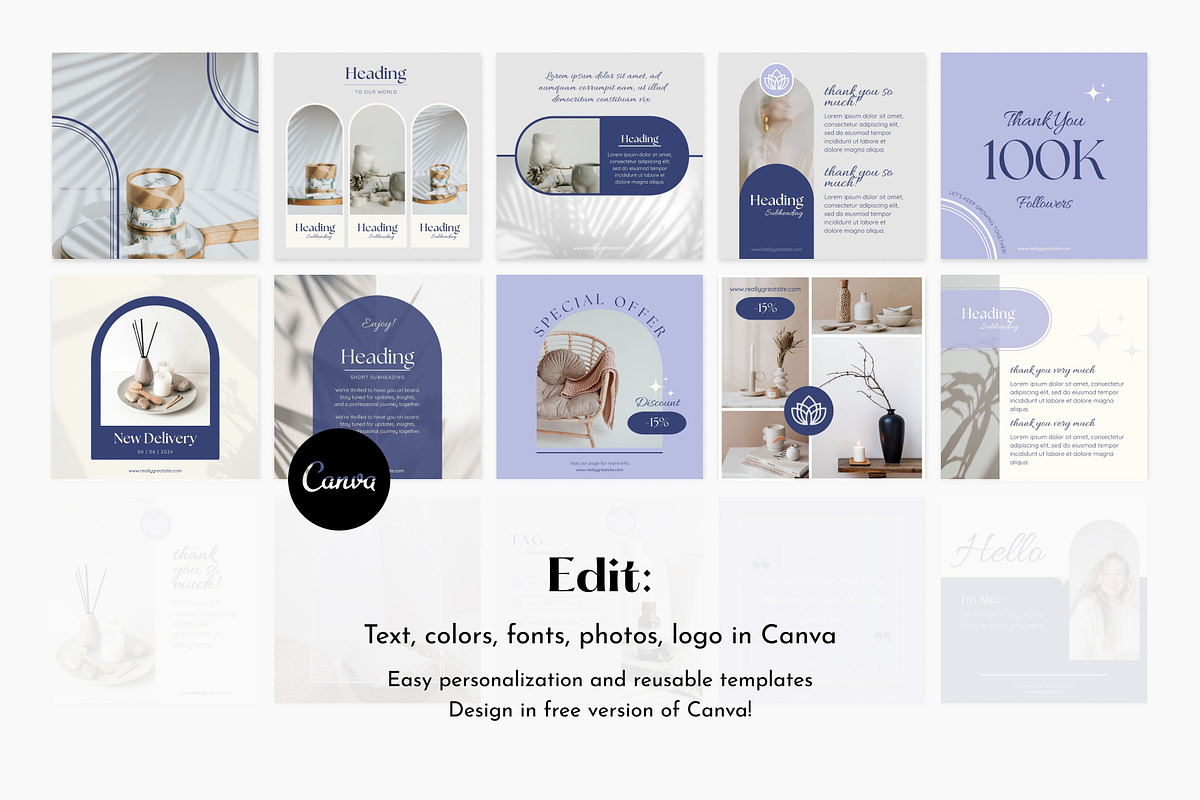 Blue Instagram Post & Story Template, a Social Media Template by Studio DigiCraft (Photo 4 of 7)