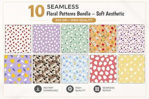A collection of soft floral patterns, a Pattern Graphic by Print Haven