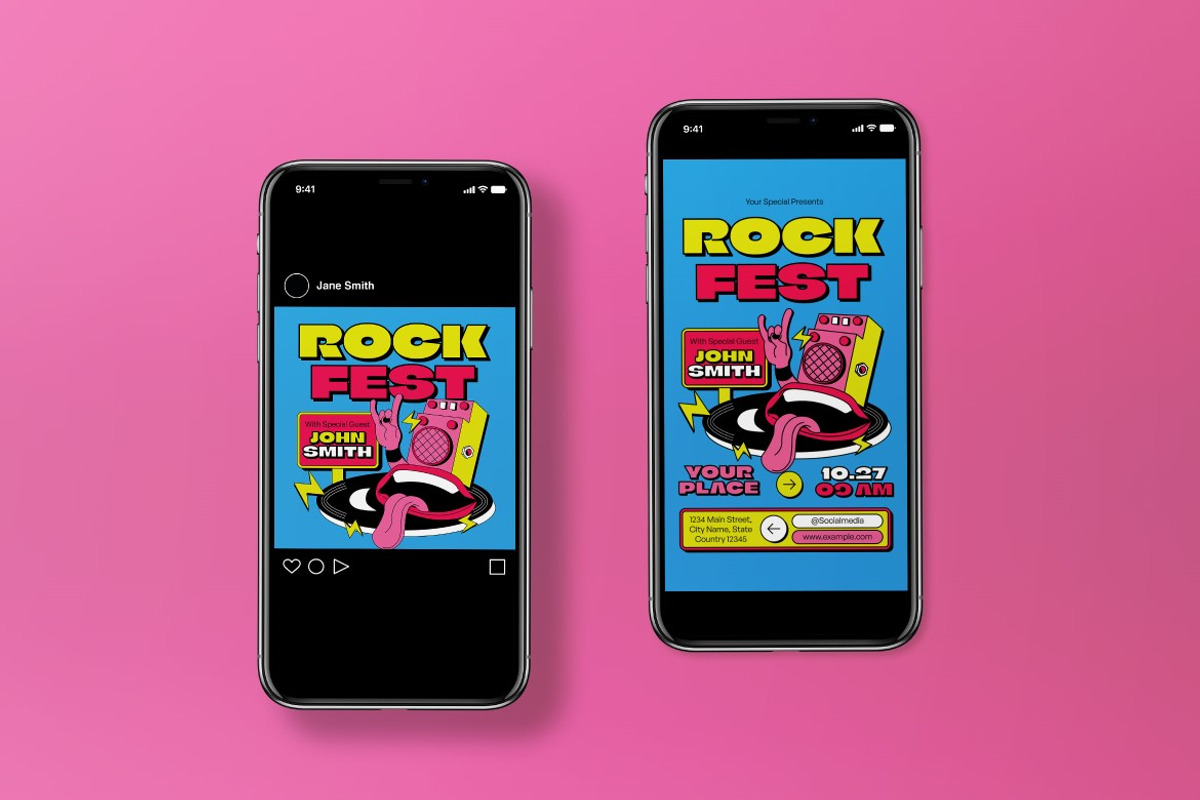 Blue Psychedelic Rock Fest Flyer Set, a Flyer Template by graphicook (Photo 3 of 3)
