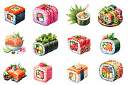 Sushi Clipart Bundle, an Illustration by Designworld (Thumbnail 2 of 4)
