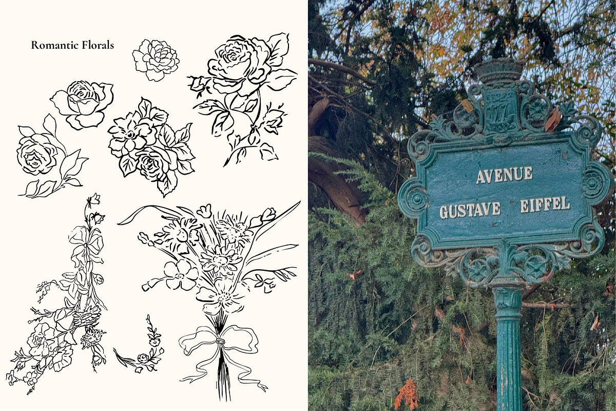 Coquette paris hand drawn line art, a Decorative Illustration by MayBay Studio (Photo 3 of 7)