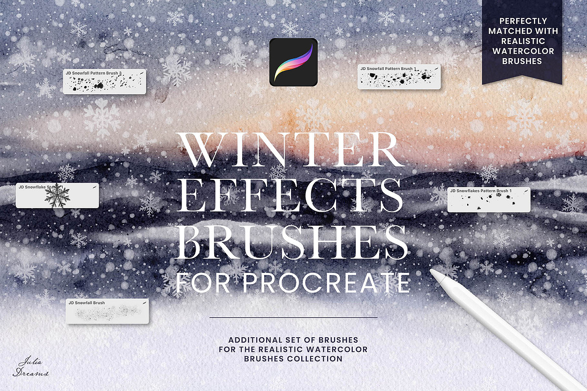 Winter Effects Brushes for Procreate, a Brush Add-On by Julia Dreams (Photo 1 of 4)