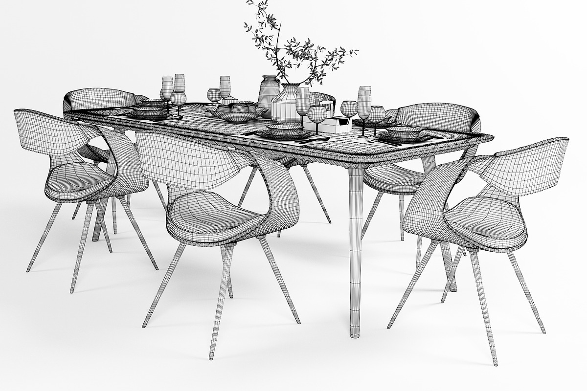 Dining furniture set 1504, a Furniture 3D Model by inDahouze (Photo 6 of 10)