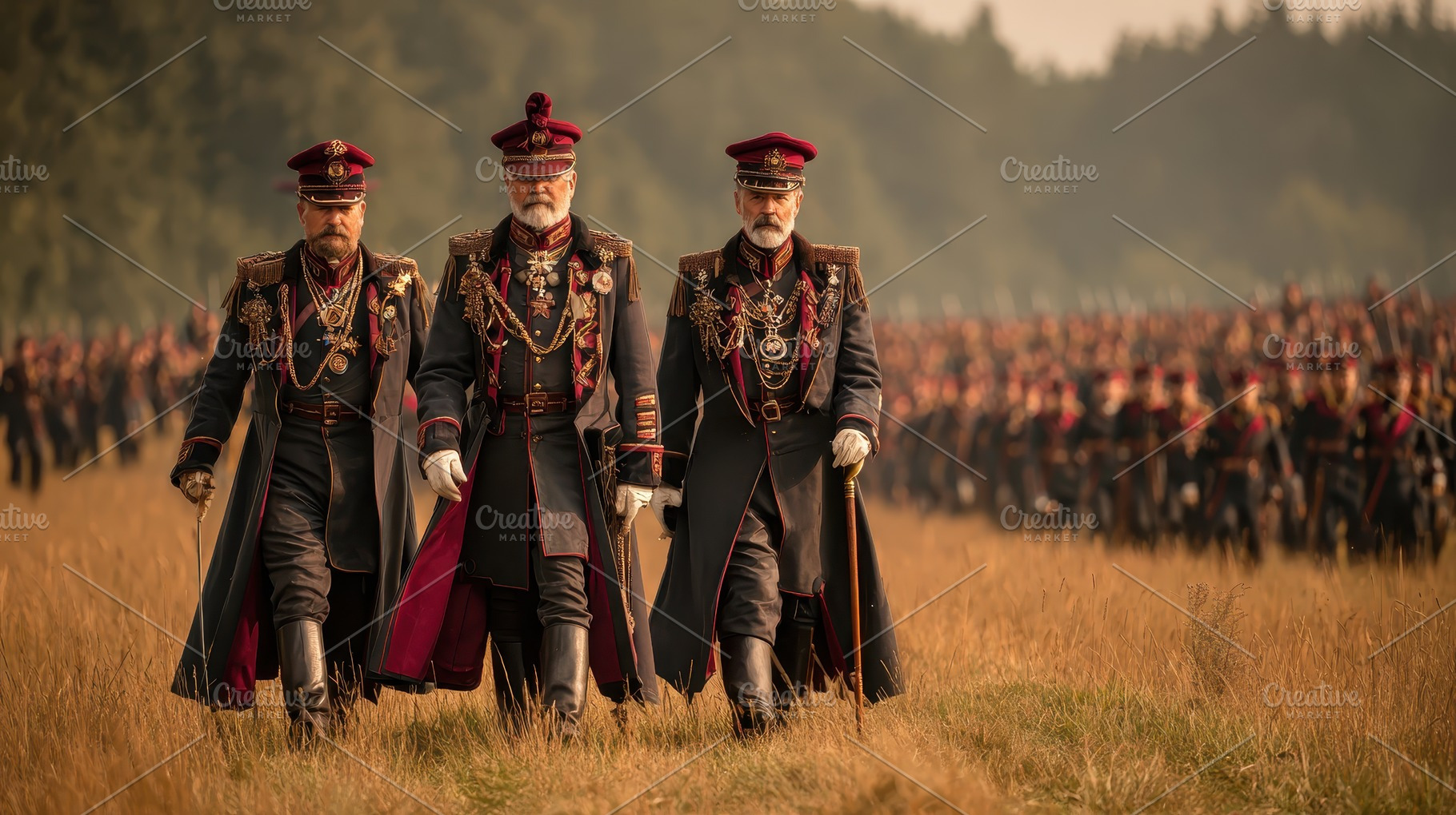 Three high ranking officers walking, a Photo by Pixeness Studio