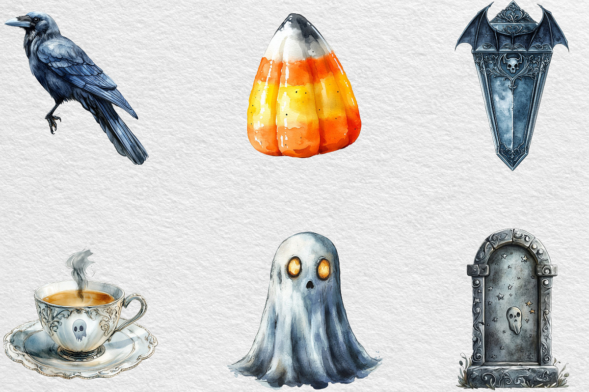 Silver Halloween Clipart PNG, an Illustration by Black Bird Studio (Photo 3 of 6)