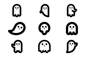 Minimalist Spooky Ghost Icons, a Branding & Logo Template by Vectorium Studio