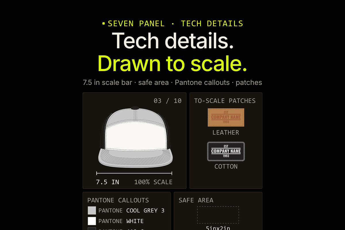 Hat Template - 7 Panel Hat, a Hat Mockup by Template Haven (Photo 3 of 14)