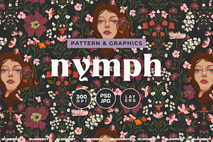 Art Nouveau Botanical Flower Pattern, a Pattern Graphic by likorbut