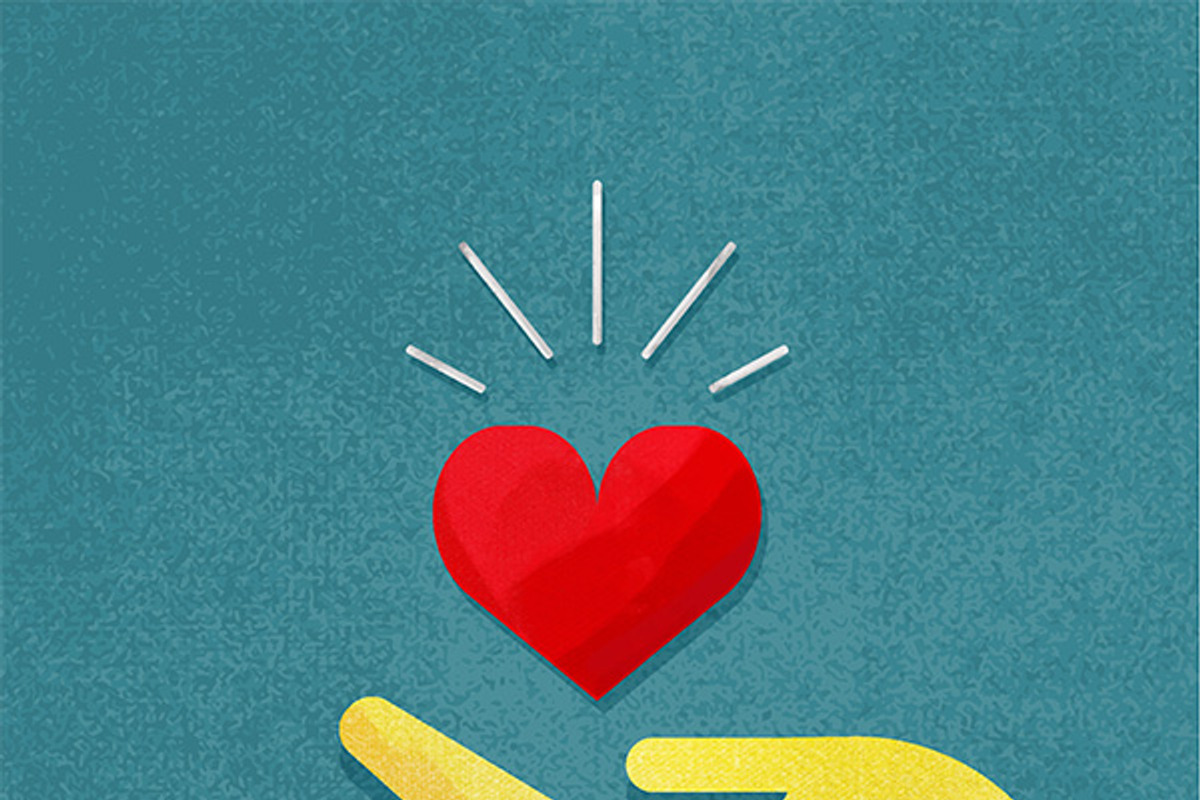 Hand holding heart, a Background Graphic by mnke art studio
