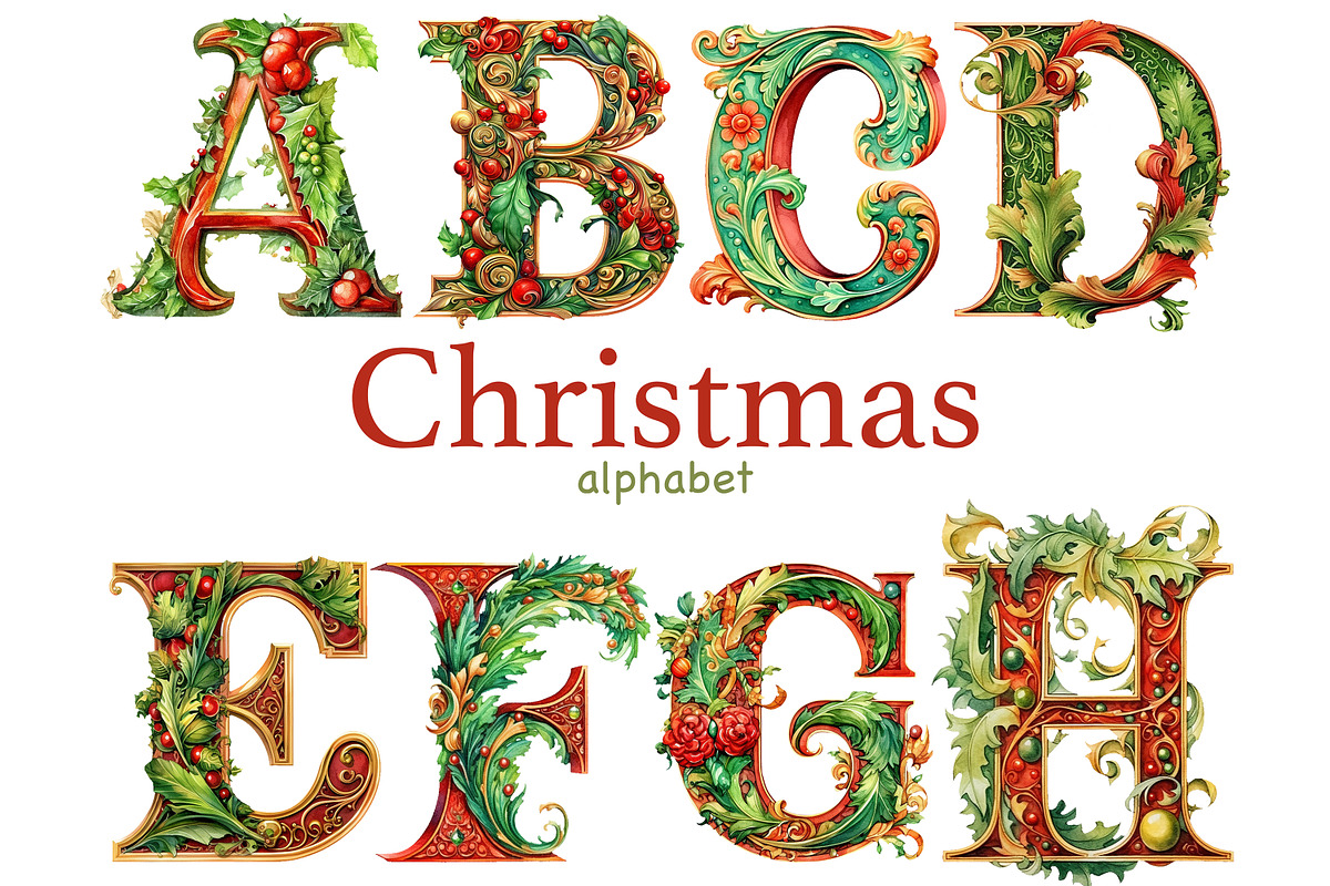 Christmas Alphabet | Xmas Letters, a Seasonal Illustration by GlamArtZhanna (Photo 1 of 5)