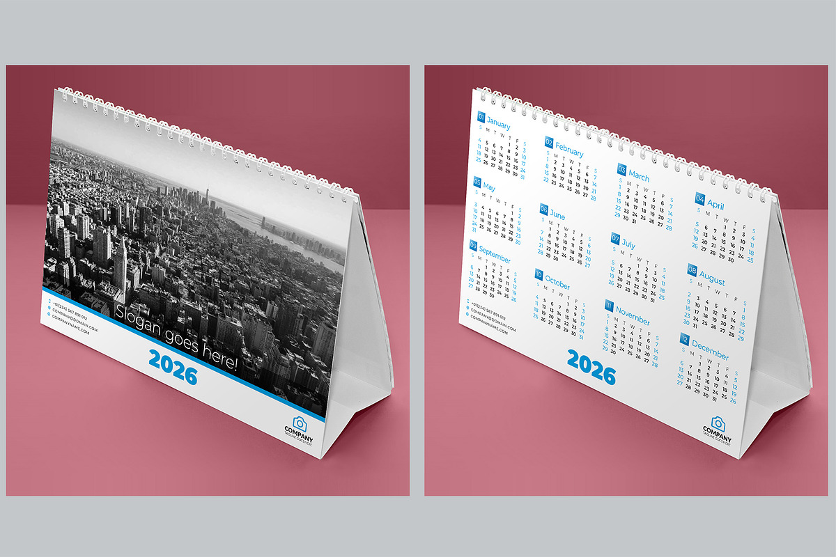 Desk Calendar 2026 (DC009-26-S), a Stationery Template by mikhailmorosin (Photo 4 of 6)