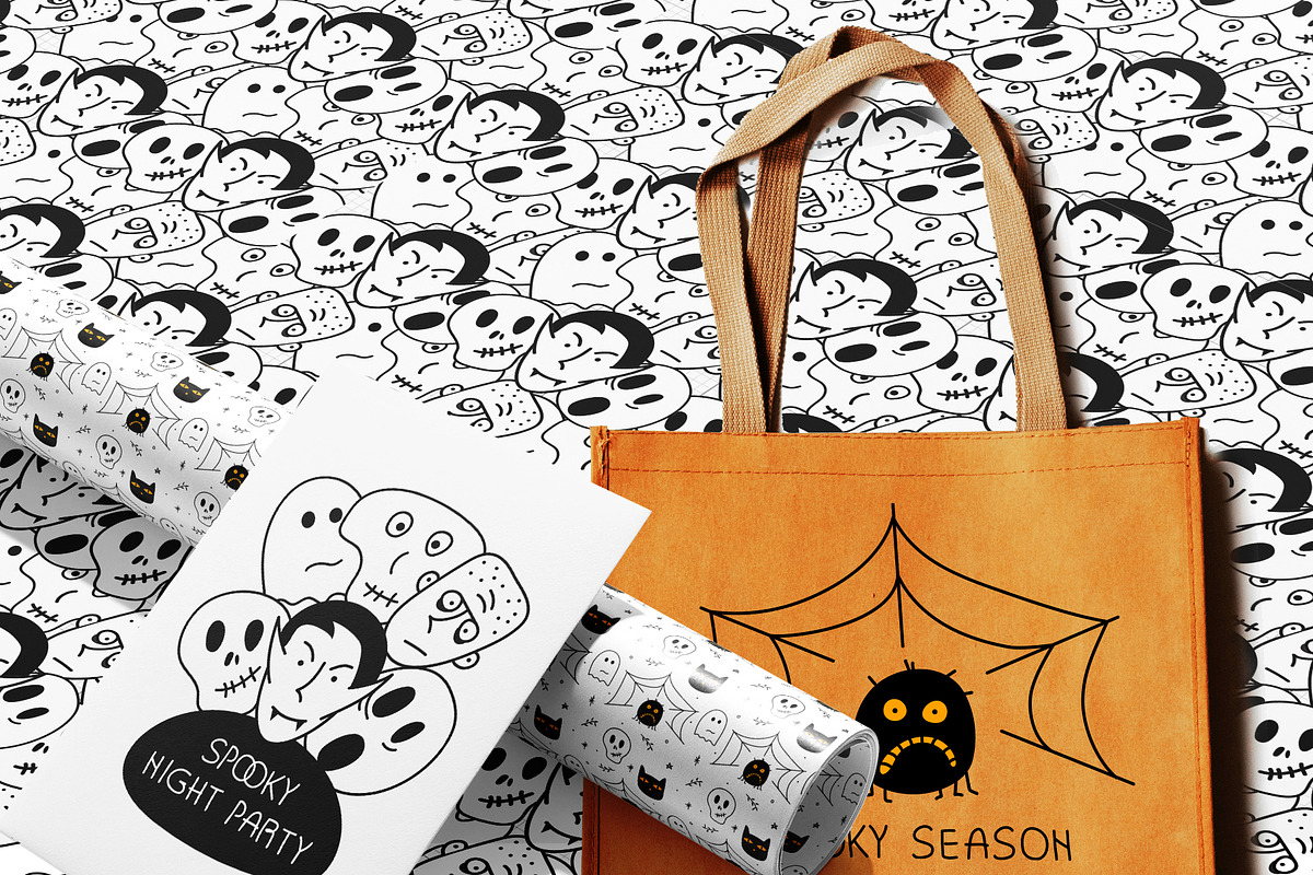 Spooky season / Halloween faces set, an Illustration by brialinas (Photo 6 of 13)
