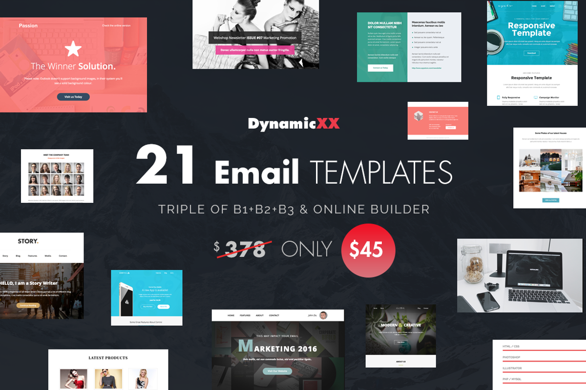 BUNDLE of 21 Email Templates -Triple, an Email Template by DynamicXX