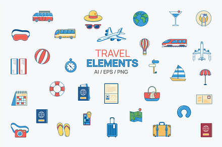 Travel elements illustration Pack