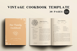 Vintage Recipe Book Template CANVA, a Magazine Template by OrganizationOasisRo