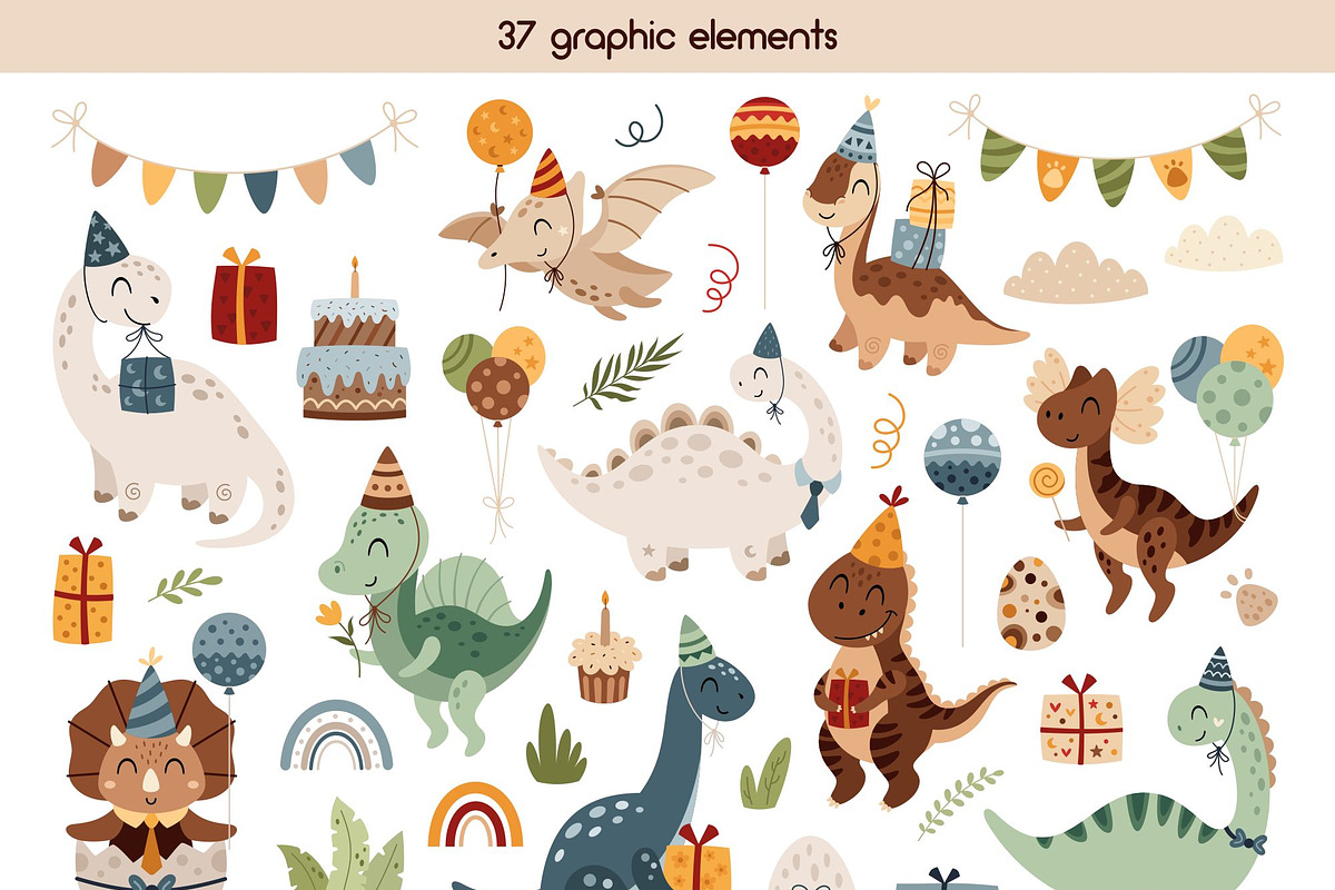 Dinosaur Birthday collection, an Animal Illustration by JulzaArt (Photo 2 of 8)
