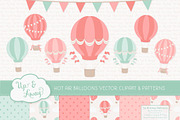 Mint & Coral Hot Air Balloons, an Illustration by Amanda Ilkov (Thumbnail 1 of 5)