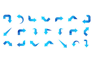 Set of blue arrow icons, an Object Illustration by Things for designers