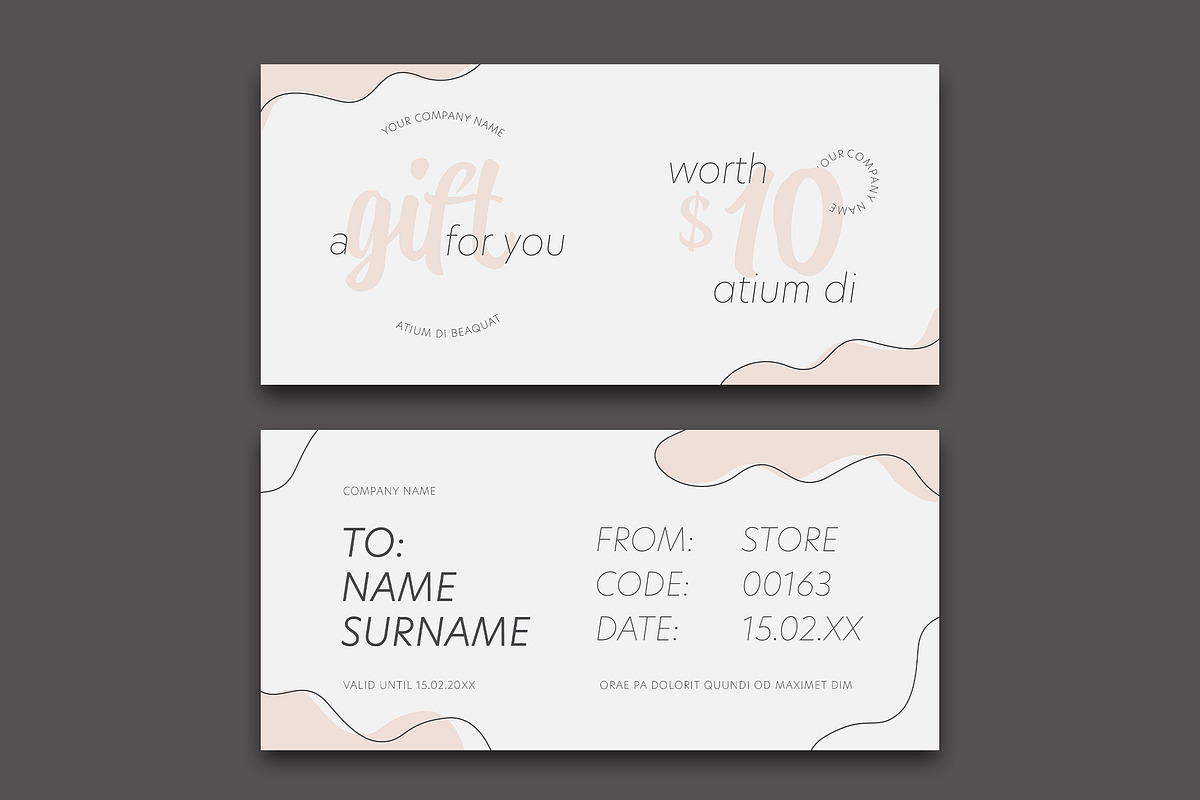 Pastel Gift Card Layout with Brown A, a Card Template by wavebreak