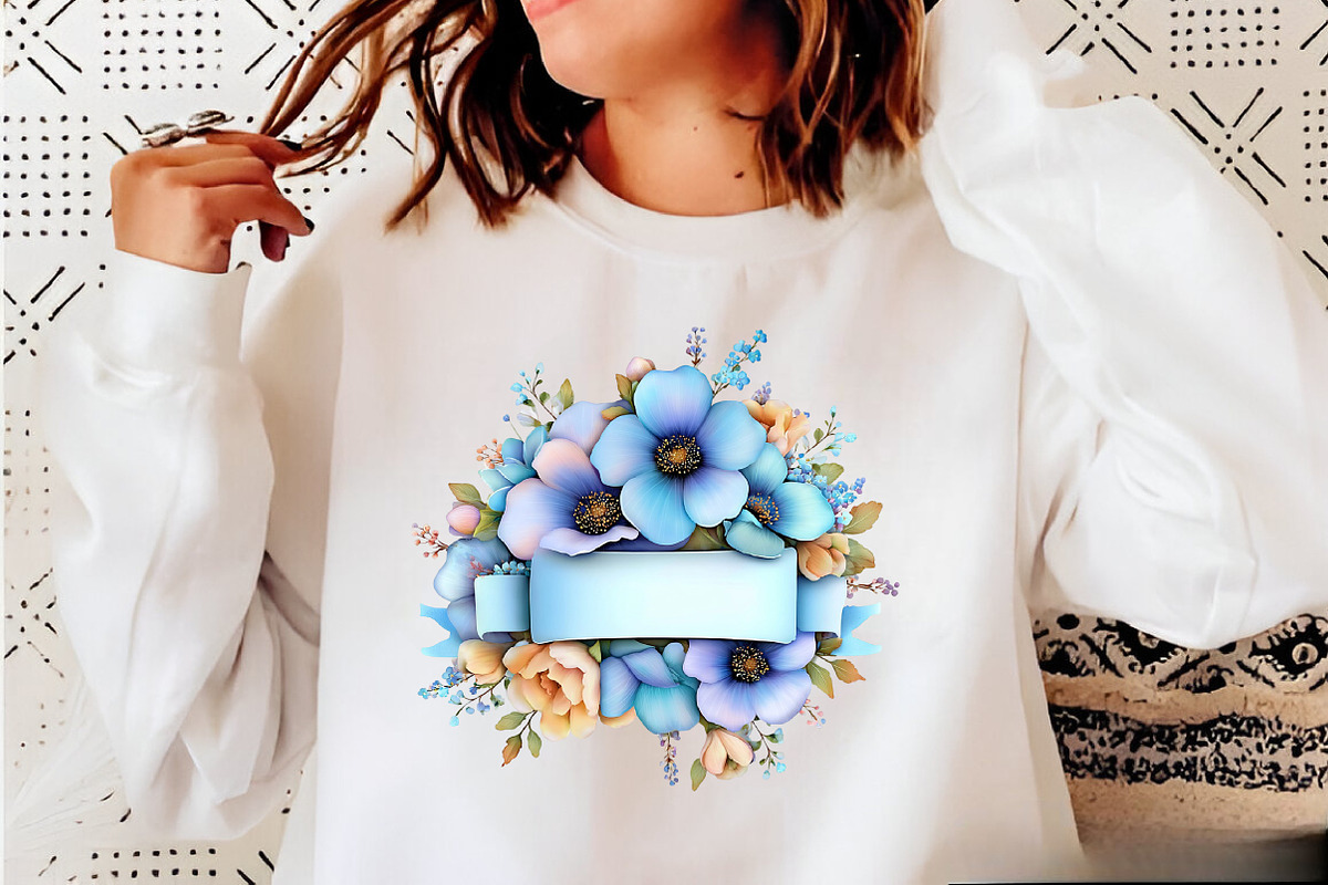 Whimsical Blue Flowers Spring Clipar, an Illustration by SVGArt (Photo 7 of 9)