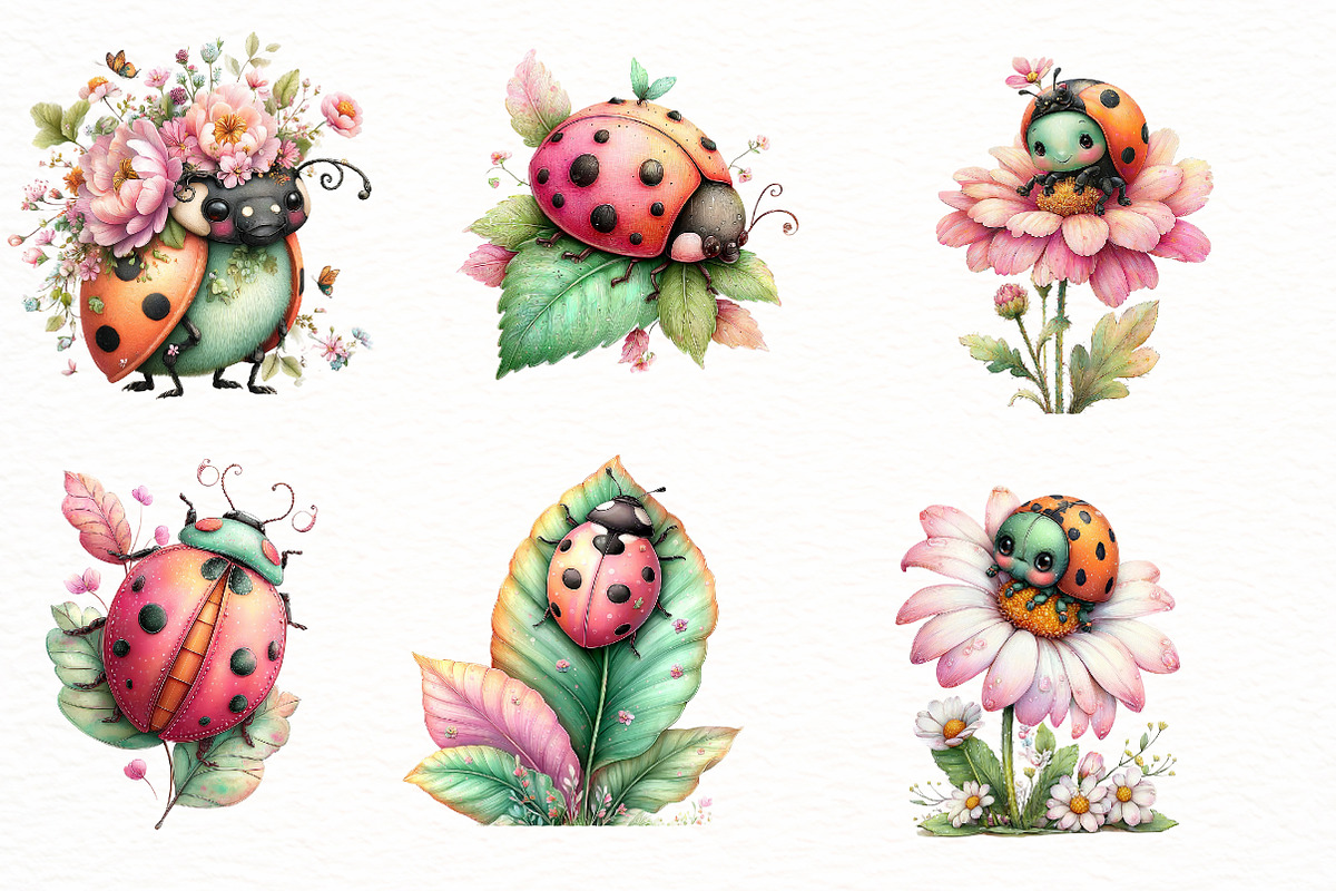Whimsical Summer Ladybug Clipart, an Illustration by Designworld (Photo 4 of 8)