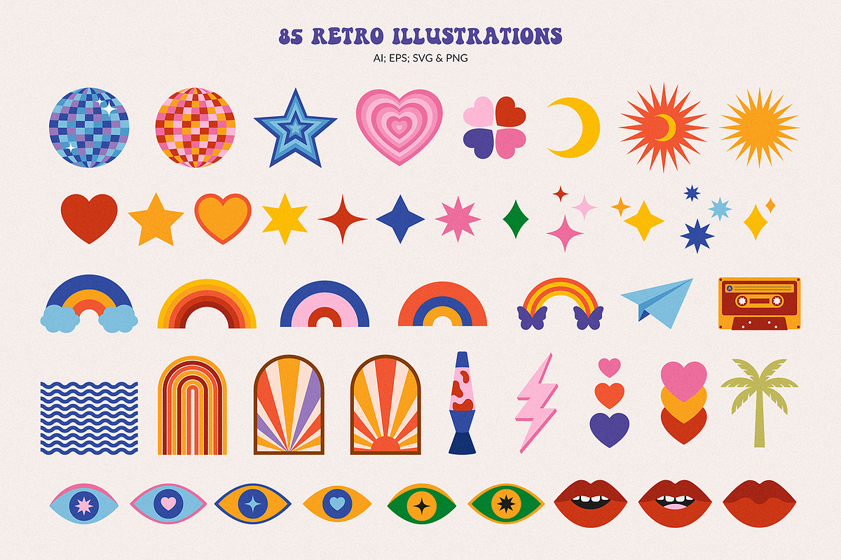 Retro Vibes Graphic Set 60s 70s, an Illustration by May Motif (Photo 5 of 23)