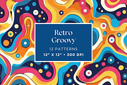 Retro Groovy Patterns, a Pattern Graphic by Artful Assets Boutique (Thumbnail 1 of 4)