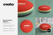 Round Cotton Pillow 2 Mockup Set, a Household Mockup by creatsy2 (Thumbnail 1 of 7)