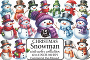 Christmas Snowman Clipart, an Illustration by Libby Wishes (Thumbnail 1 of 8)