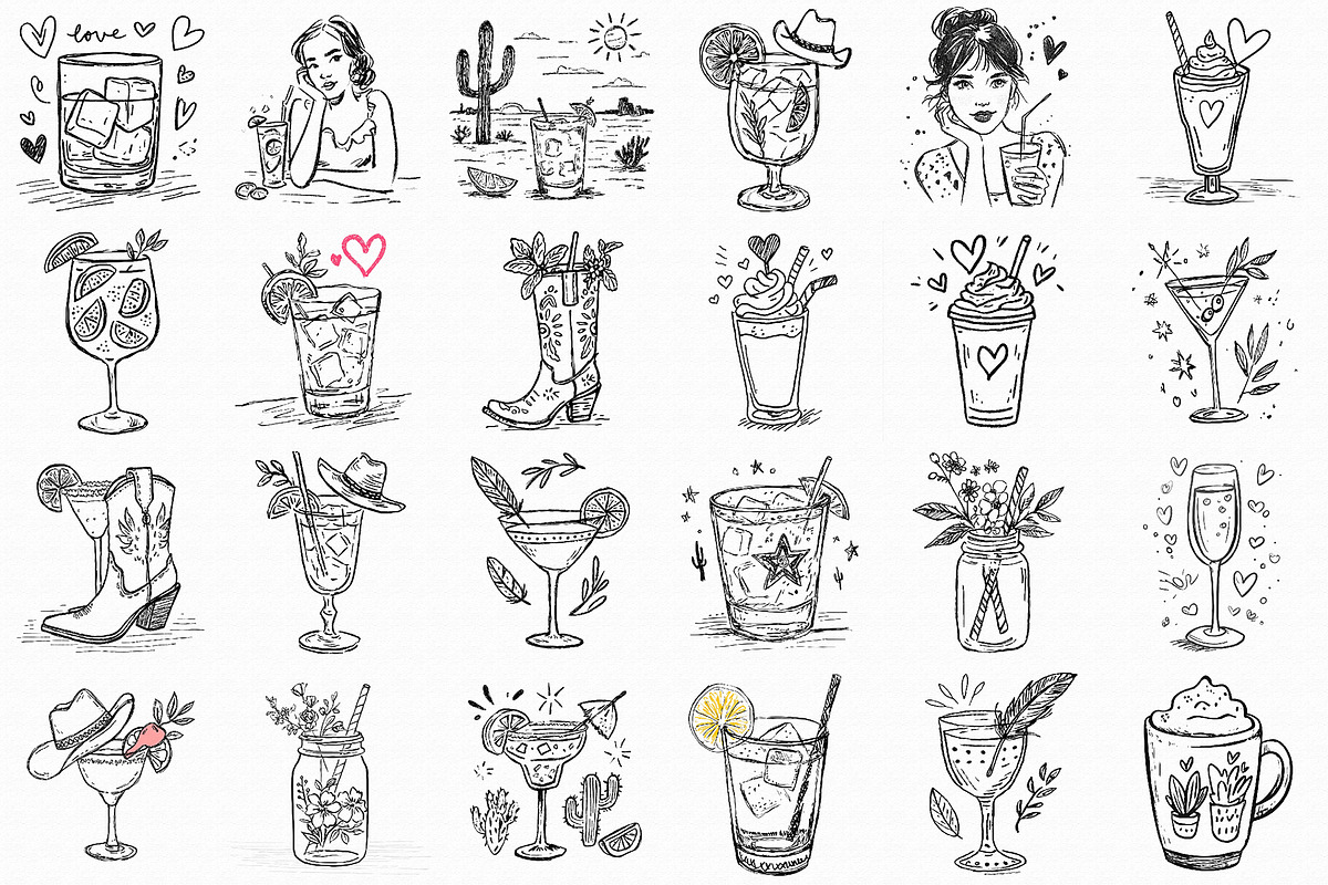 Cocktail and Drink Wine Glass PNG, an Illustration by Libby Wishes (Photo 3 of 7)