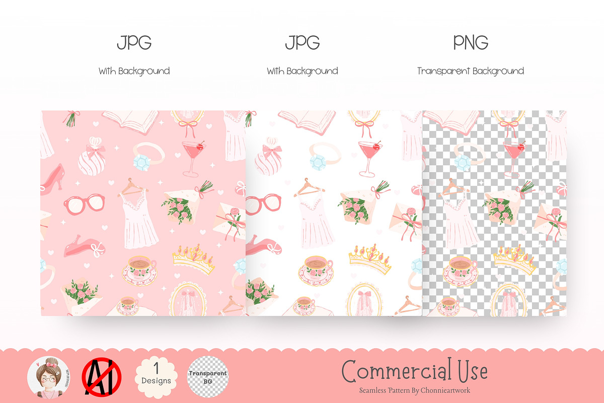 Bridal Shower Seamless Pattern, a Pattern Graphic by Chonnieartwork (Photo 3 of 5)
