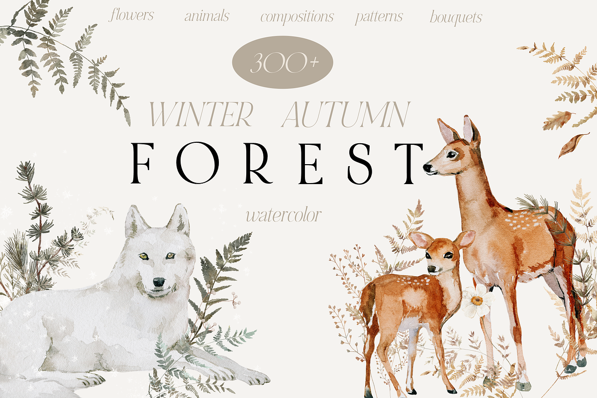 Autumn and Winter FOREST -watercolor, a Seasonal Illustration by Youksy (Photo 1 of 29)