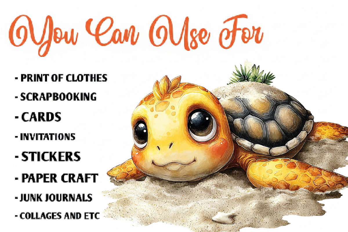 Quirky Funny Summer Turtle Clipart, an Animal Illustration by CreationArt (Photo 5 of 7)