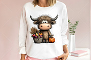 Whimsical Autumn Highland Cow PNG, a Seasonal Illustration by Canvas Craft (Thumbnail 6 of 10)