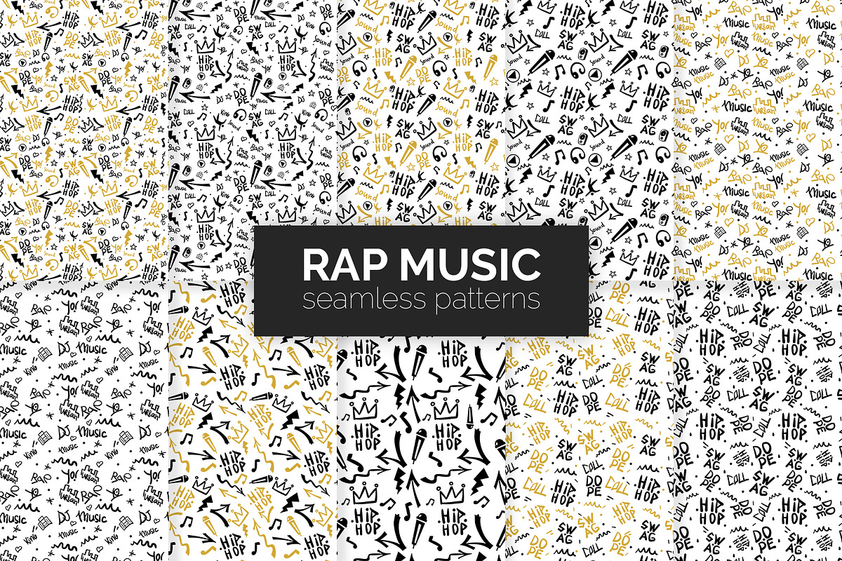 Rap Music Seamless Patterns, a Pattern Graphic by 3Y_Design (Photo 1 of 6)