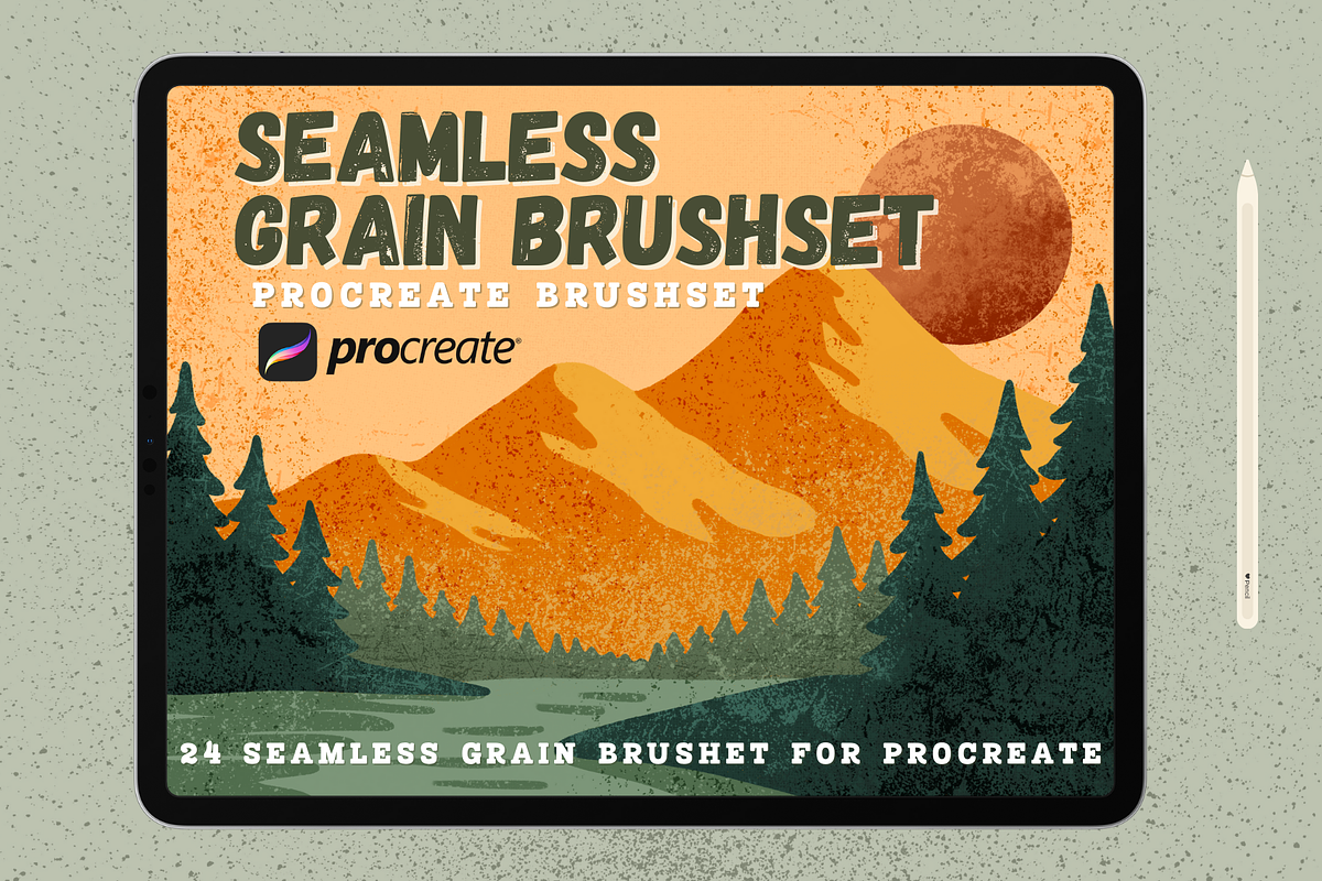 Seamless Grain Procreate Brushes, a Brush Add-On by HalieKStudio (Photo 1 of 9)