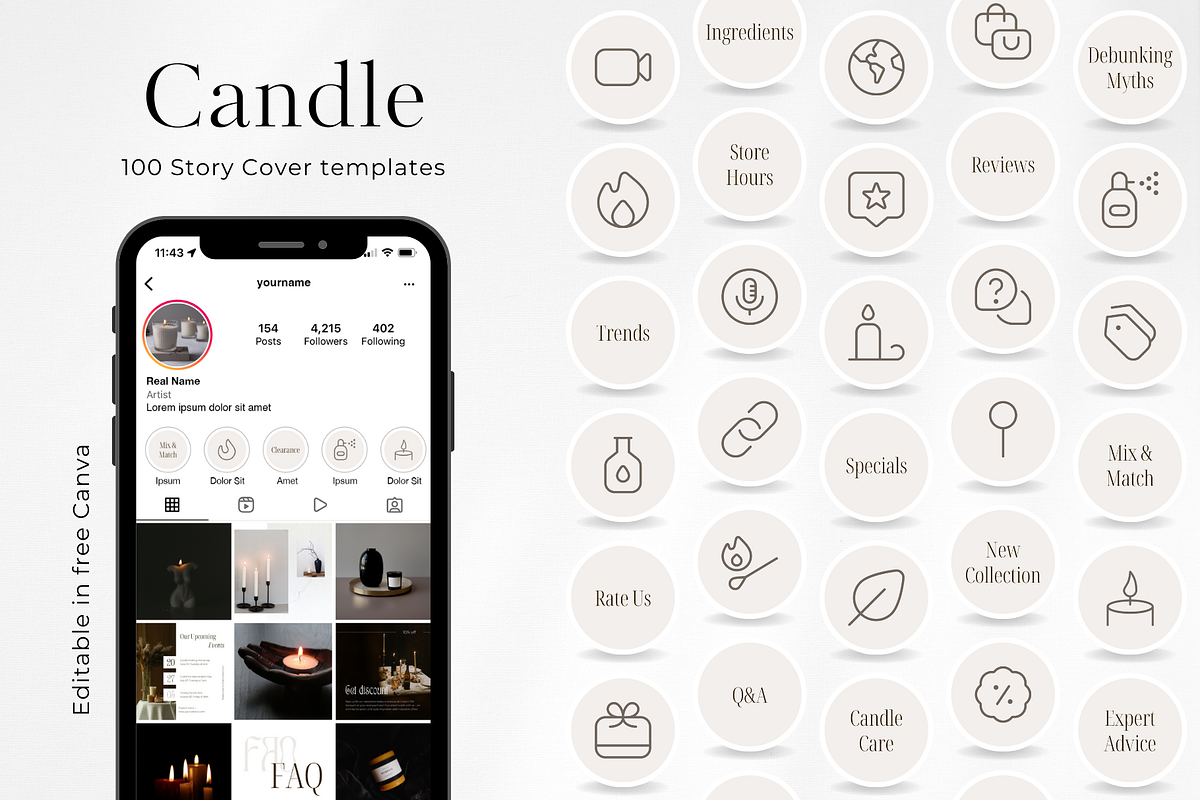 100 Candle Instagram Story Highlight, a Social Media Template by PatternLab. (Photo 1 of 9)