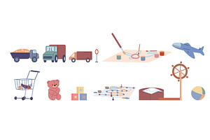 Toys and games elements. Transport, an Object Illustration by Valerie Bodnar