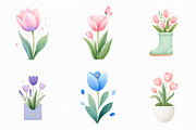 Whimsical Spring Tulip Flower Clipar, an Illustration by Libby Wishes (Thumbnail 2 of 9)