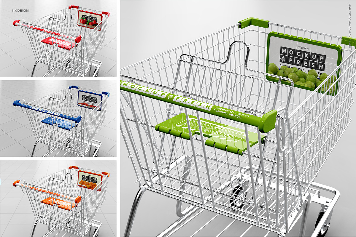 Metal Shopping Cart Branding Mockup, a Product Mockup by INCDesign (Photo 3 of 19)