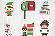 Doodle Christmas Elf Clipart Bundle, a Seasonal Illustration by LA Design (Thumbnail 5 of 10)
