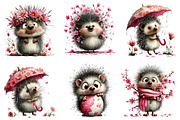 Whimsical Spring Hedgehog Clipart, an Illustration by Dream Creation (Thumbnail 2 of 7)
