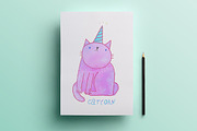 Cute Unicorn Cat, an Illustration by iliveinoctober (Thumbnail 2 of 3)