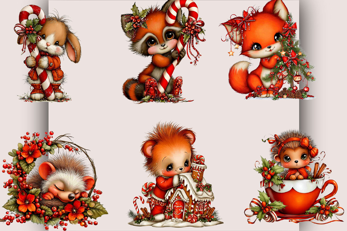 Woodland Christmas Animals Clipart, an Animal Illustration by SVGArt (Photo 2 of 5)