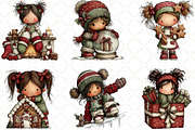 Whimsical Christmas Girl Clipart, an Illustration by Black Bird Studio (Thumbnail 3 of 6)