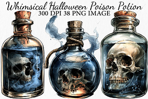 Whimsical Halloween Poison Potion, a Seasonal Illustration by Canvas Craft