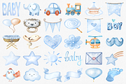 Watercolor Newborn Baby Boy Clipart, a Decorative Illustration by CropUp Creative (Thumbnail 3 of 5)